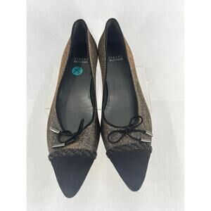 Stuart Weitzman Gold/Silver Glitter and Suede Ballet Flats